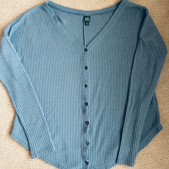 wild fable Sweaters - Wild Fable Textured Blue Knit Button-Up Sweater